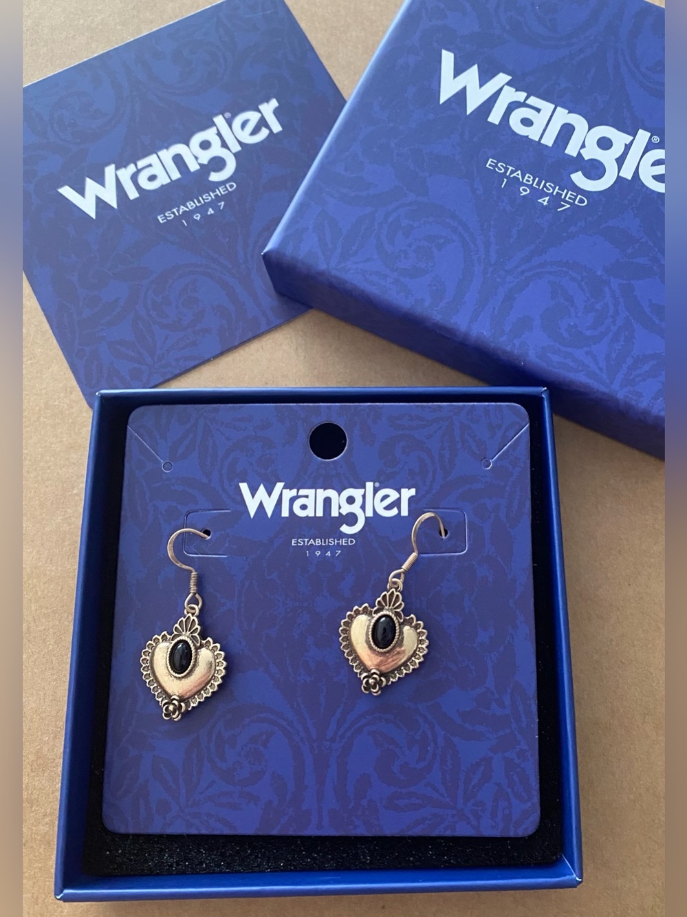 Wrangler Gold/Turquoise HeartEarrings